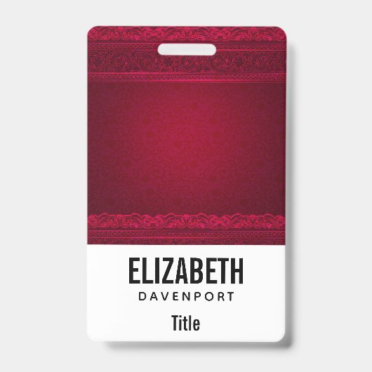Badge Fancy & Élégant Fond Rouge Élégant (Avant)