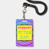 Badge fantaisiste "ÉLÈVE DU JOUR !" (Arrière avec lanière)