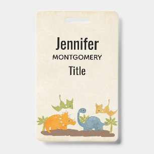 Badge Faune sauvage de Cute Dinosaure