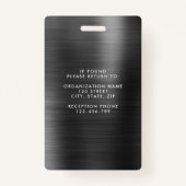 Badge Faux Black Metallic - ID photo d'entreprise (Dos)