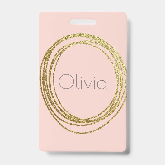 Badge Faux Gold Abstrait Circle Design avec nom (Avant)