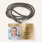 Badge Faux Gold Metallic Entreprise ID photo (Devant avec lanière)