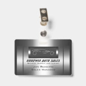 Badge Faux métal, argent auto - Ventes automatiques (Dos avec clip)