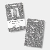 Badge Faux Parties scintillant en argent Texture Look &  (Avant & arrière)