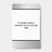 Badge Faux Silver Photo & Logo ID de la presse (Arrière)