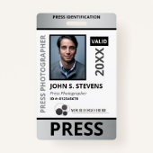 Badge Faux Silver Photo & Logo ID de la presse (Devant)