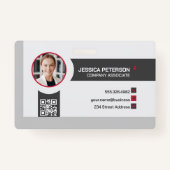 Badge Femme d'affaires souriante | Entreprise | Code QR (Devant)