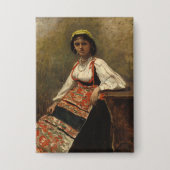 Badge Femme italienne (La Morieri) par Corot (Recto)