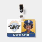 Badge Femme policière souriante (Avant avec clip)
