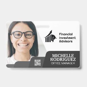 Badge Femme Souriante Entreprise Carte de Visite Cod