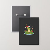 Badge Festive Frog Joy - Cute Christmas Frog on Lily Pad (Recto/Verso)