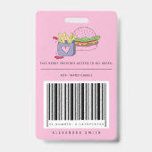 Badge Fête d'anniversaire Burger Rose Fantaisie et Frite (Arrière)