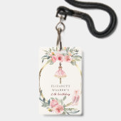 Badge fête d'anniversaire de la princesse de ballerine (Front with Lanyard)