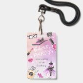 Badge fête d'anniversaire de la retouche glam sparkle (Front with Lanyard)