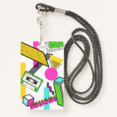 Badge Fête d'anniversaire des années 80 (Derrière avec lanière)