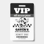 Badge Fête d'anniversaire Retro Personnalisée Favoriser  (Front)