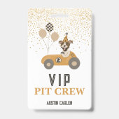 Badge Fête d'anniversaire VIP pour garçons avec un chien (Avant)