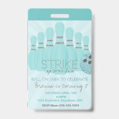 Badge Fête de bowling, Pass VIP, Invitation, fille Bowli (Arrière)