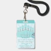 Badge Fête de bowling, Pass VIP, Invitation, fille Bowli (Arrière avec lanière)