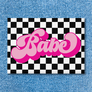Badge Fête de Fiançailles Retro Rose Chaud Babe