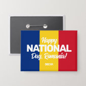 Badge Fête de l'Indépendance de Roumanie Pavillon nation (Recto/Verso)