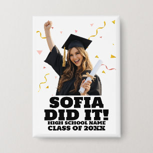 Badge Fête de remise de diplômes personnalisée et amusan