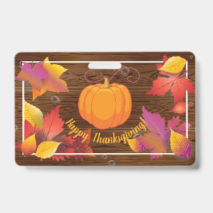 Badge Fête de Thanksgiving d'automne Feuilles d'érable, 