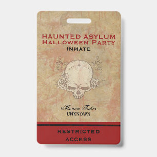 Badge Fête d'Halloween de l'asile hanté - Détenu 3