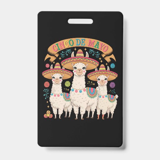 Badge Fête drôle de la Cinco De Mayo avec Lama (Avant)