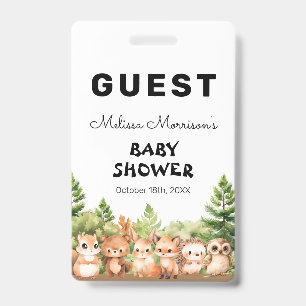 Badge Fête Prénatale pour Bébé Garçon Animaux de la Forê