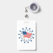 Badge Feu d'artifice Drapeau Américain 4 juillet (Avant avec rétractable)