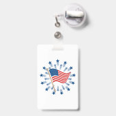 Badge Feu d'artifice Drapeau Américain 4 juillet (Arrière avec rétractable)