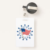 Badge Feu d'artifice Drapeau Américain 4 juillet (Back with Retractable)