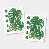 Badge Feuilles de Monstera Vertes (Avant & arrière)