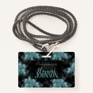 Badge Feuilles d'été de Métallurgie Bleu & Gold Palm 