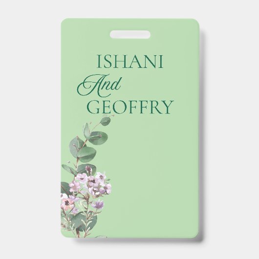 Badge Feuilles d'eucalyptus Verdure Mariage (Avant)