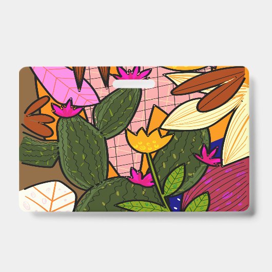 Badge Feuilles et fleurs tropicales abstraites (Avant)