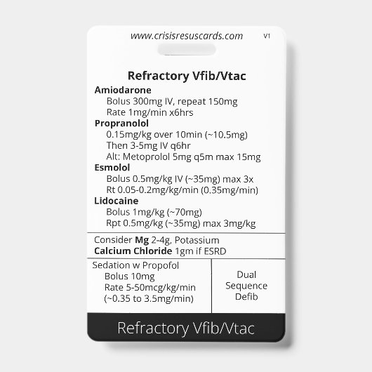 Badge Fibrillation ventriculaire réfractaire/Vtac et Hs& (Avant)