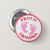 Badge - Fier Grand-mère Pink Feet Girl (Devant & derrière)