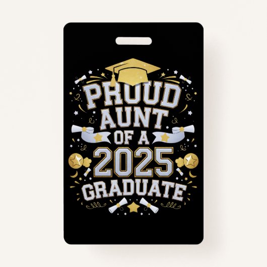 Badge Fier Tante D'Une Famille De Diplômés De 2025 (Devant)