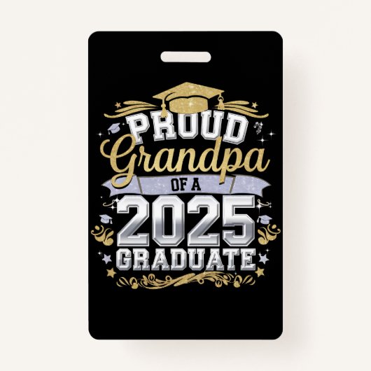 Badge Fière Grand-Père D'Une Famille De Diplômés De 2025 (Devant)