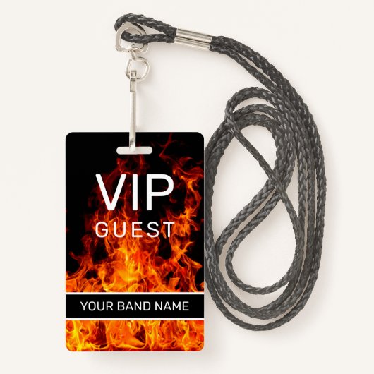 Badge Filet d'arrière-scène VIP Custom Band Merch Flame (Devant avec lanière)