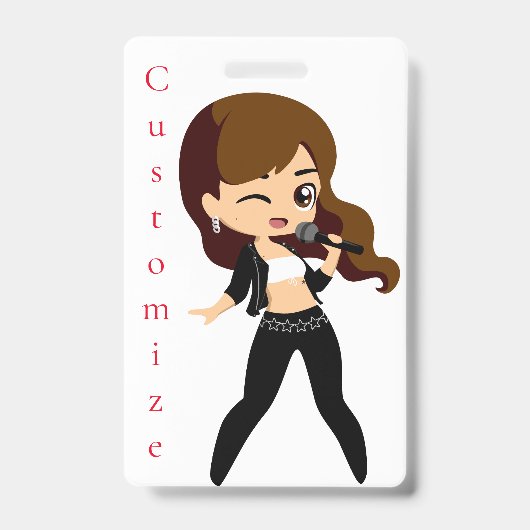Badge Fille cool chante au karaoke Thunder_Cove (Avant)