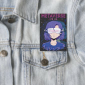 Badge Fille d'anime lunettes de réalité virtuelle bouton (Insitu)