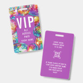 Badge Fille mignonne VIP All Access Pass QR Code Disco B (Avant & arrière)