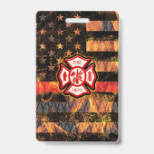 Badge Firefighter Cross and Flames (Dos)