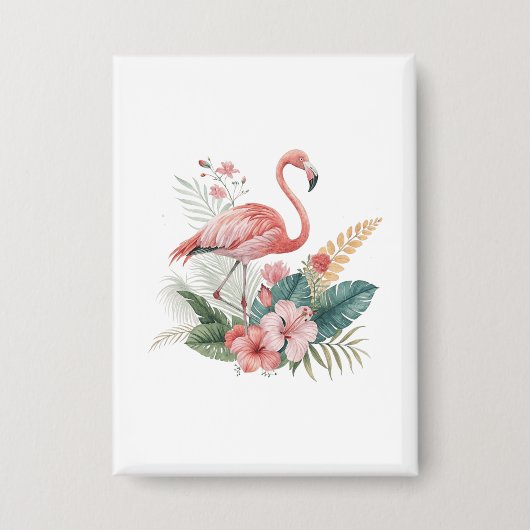 Badge Flamant aux fleurs (Recto)