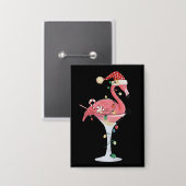 Badge Flamant rose de Noël Lumières Noël Animaux tropica (Recto/Verso)