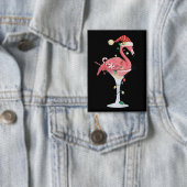 Badge Flamant rose de Noël Lumières Noël Animaux tropica (Insitu)