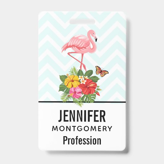 Badge Flamant rose & Hibiscus tropical Fancy (Avant)